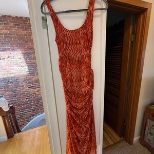 House of Harlow 1960 Brown Ruched Maxi Dress